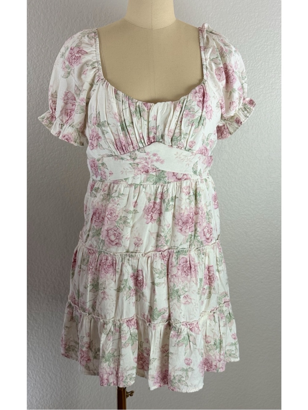 Trixxi Womens Dress Milkmaid Smocked Tiered Cottagecore Floral Romantic size XL